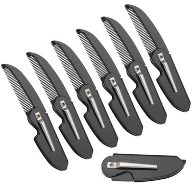 6 Pcs Folding Beard Comb Mustache Comb Pocket Combs for Men Plastic Moustache Comb Beard Brush for Men