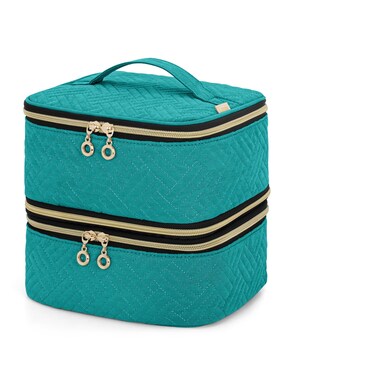 LUXJA Detachable 2 Layers Nail Polish Organizer - Hold 40 Bottles (15ml - 0.5 fl.oz), Nail Polish Case with Tools Storage Pockets (Patented), Teal