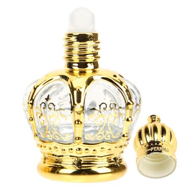 Luxshiny Mini Arabic Crystal Glass Roller Bottles 12ml Tiny Refillable Essential Oil Roll On Bottles Gold Empty Travel Perfume Sample Container