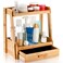 Lyellfe 2 Tier Bamboo Makeup Organizer, Bathroom Counter Organizer with Drawer, Multi-purpose Cosmetic Perfume Display Stand for Skincare, Lipstick, Jewelry, Brush, Easy Assembly