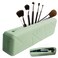 Silicone Travel Makeup Brush Holder for Brushes, Sponges, Beauty Blenders, Magnetic Anti-Fall, Portable Makeup Brush Bag, Makeup Organizer for Purse with Brush Cleaner, Stocking Stuffer(Green)