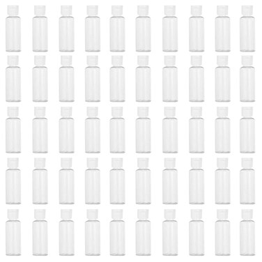 50 Pack 1.7oz/50ml Travel Plastic Empty Bottles Mini Hand Sanitizer Bulk Travel Size with Flip Cap, Squeezable Refillable Container for Cosmetic Baby Shower Birthday Wedding Party Favor (50PC-CLEAR)