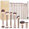 MAANGE 20 Pcs Makeup Brushes with Gift Box, Double-End Multi-functional Makeup Brushes for Blending Liquid Powder Concealer Cream Blush Buffe,Champagne