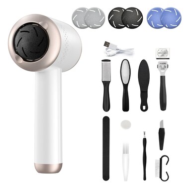 Electric Foot Callus Remover, Rechargeable Foot File Callus Remover for Feet, Portable Foot Scrubber with 10in1 Pedicure Tools for Feet Cracked Heel Dead Skin, 6 Rollers, 3 Speed