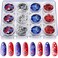12 Boxes Independence Day Star Glitters Holographic Nail Art Decals Red Blue Silver Mixed Star and Hollow Star Shaped Nail Sequins 4th of July Nail Decals for DIY Nail Art Eye Face Body Decor Crafts
