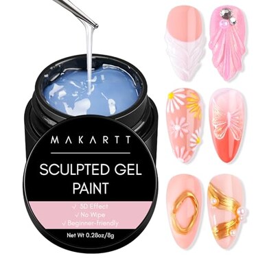 Makartt 3D Nail Gel: 3D Painting Gel Clear Nail Gel For Chrome Nail Powder Micro 3D Sculpting Gel No Wipe UV Gel for Gel Nail Polish 3D Carving Drawing Gel for Nail Art at Home &amp; Salon DIY 0.28 fl.oz