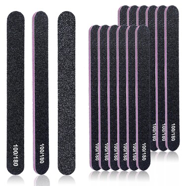 Makartt Nail File, 100/180 Grit Emery Boards for Nails, 20 Pcs Black Professional Washable Filer Kit for Medium and Gentle Filing Manicure Tools