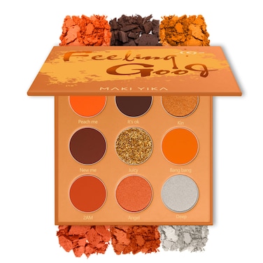 MAKI YIKA Matte Eyeshadow Palette 9 Colors,Orange Glitter Shimmer Naked Smokey Eye Shadow Blendable Long Lasting High Pigmented Powder Colorful Waterproof Makeup Palettes (#4 Orange)