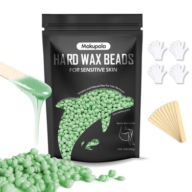 Hard Wax Beads, 2lb Unscented Stripless Wax Beans for Brazilian Waxing, Bikini, Body, Back, Chest, Leg, Armpit, Face, Wax Beads for Sensitive Skin Coarse Hair Removal from Root Women Men