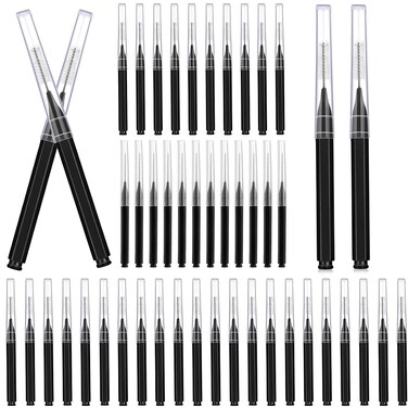 100 Pcs Micro Eyebrow Brush with Cap, Brow Lamination Brush Eyelash Brow Brush Removing Lash Filler, Eyebrow Spoolie Lash Comb Lift Tools for Eyebrows and Eyelashes Extensions Brow Lamination(Black)