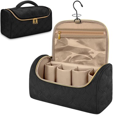 Mancro Travel Storage Case Organizer fit for Dyson Airwrap, Hair Dryer, 4 Curling Barrels, 2 Smoothing Brushes, Volumizing Brush, Lightweight Travel Carrying Case for Hair Curler Accessories, Black