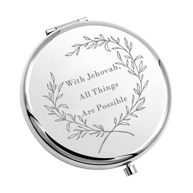 MAOFAED Jehovah All Things are Possible Compact Mirror - Christian Gift with Jehovah Witness JW Mirror