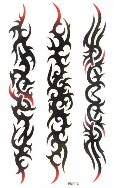 MapofBeauty Temporary Waterproof Black Flame Tattoo Sticker(2 pcs/lot)