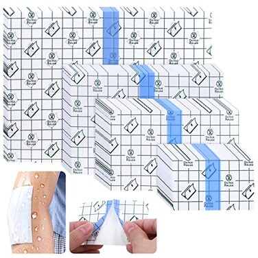 130Pcs 4 Size Waterproof Stretch Adhesive Bandage Assortment Set, Clear Tattoo Protection Film Transparent Adhesive Bandages Dressing Tape Tattoo Aftercare Wrap for Shower