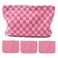 4Pcs Pink Checkered Makeup Bags, Cosmetic Toiletry Large Capacity Organizer Girly Trendy Cute Checker Zipper Pouches Purse For Storage Beauty Brushes Travel Women Aesthetic Accessories Car Essentials
