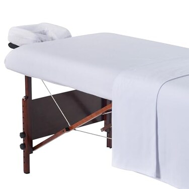 Master Massage Universal Massage Table Flannel Sheet Set 3 in 1 Table Cover, Face Cushion Cover, Table Sheet, Pure White