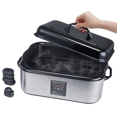 Master Massage 18 Quart LED Hot Stone Warmer with Digital Display&ndash; Stainless Steel Hot Stone Heater Portable- Massage Stone Heating Device-Massage Essentials for Massage Therapists