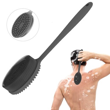 MateeyLife Silicone Body Scrubber Exfoliator with Handle, Gentle Back Scrubber for Shower, Shower Brush for Body, Bath Back Brush for Shower, Silicone Loofah Body Scrubber, Bath Scrubber for Body