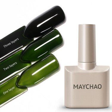 MAYCHAO 15ML Jelly Moss Green Gel Nail Polish 1Pc Transparent Forest Jade Green Gel Polish Soak Off UV LED Translucent Nail Polish Nail Art Starter Manicure Salon DIY at Home, 0.5 OZ