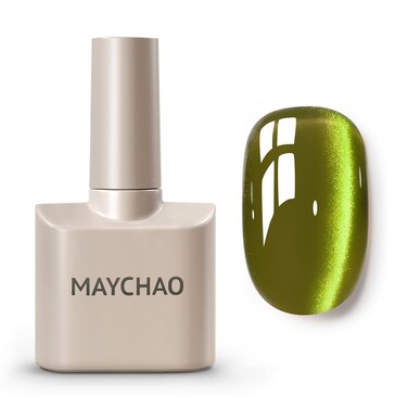 MAYCHAO 15ML Cat Eye Gel Nail Polish 1Pc Aurora Green Gel Polish with Magnet Soak off Holographic Magnetic Nail Polish for Nail Art Manicure Salon DIY at Home, 0.5 OZ