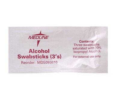 Medline Sterile Alcohol Swabsticks, 3/Pack, Ideal for Medical and Home Use, Pack of 25