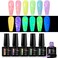 MEET ACROSS Candy Glow in the Dark Gel Nail Polish Set, 6 Colors Luminous Light Pink Yellow Purple Glow Effect Nail Polish with Sequins Soak off UV LED Cured for Home Salon DIY Manicure