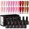 MEET ACROSS Pink Gel Nail Polish Set 12 Colors Sweet Lovely Nude Pink Red Brown Colors Gel Polish Soak off UV/LED Cured for Summer Home Salon Spring Nails Art DIY 7ML