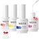MEFA Dip Powder Liquid Set Base, Top Coat, Activator, Brush Saver 15 ml 0.5 Oz 4 Pcs with 5 Replacement Liquid Brushes for Dipping Powder Nail Kit No Nail Lamp Needed