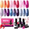 MEFA Color Changing Gel Nail Polish Set 6 Colors, Winter Temperature Mood Changed Glitter Blue Pink Purple Red Orange Ombre Soak Off Nail Art Design Kit Manicure Home DIY Gifts for Women Girls