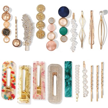 Mehayi 20 PCS Pearl Hair Clips Set Fashion Korean Acrylic Resin Hair Barrettes, Bobby Pins Hairpins for Women and Ladies Girls Headwear Styling Tools, Hair Accessories for Decorative Party Wedding