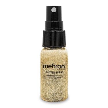 Mehron Makeup GlitterSpray   Hair and Body Glitter Spray   Body Shimmer Spray 1 fl oz (30 ml) (Gold) Perfect for Beauty, Theater, Halloween, Parties, Festivals, Concerts, and More