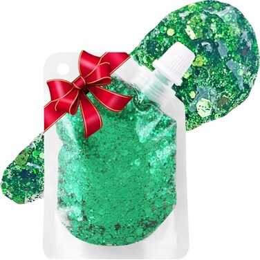 MEICOLY Green Body Glitter,Green Face Glitter,St Patricks Day Accessories,Alien Glitter Makeup,Mermaid Sequins Glitter Face Paint for Women and Kids,Party Festival Chunky Glitter Makeup