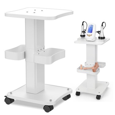 Esthetician Cart with Wheels and 2 Trays, 4 Tier Salon and Spa Equipment Trolley Carts, Beauty Machine Trolley, Load 135lbs