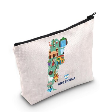 MEIKIUP Argentina Travel Cosmetic Bag Argentina Travel Memory Map Gift Argentina Travel Souvenir Gift Argentina Futbol Soccer Lover Gift (Map Argentina Bag)