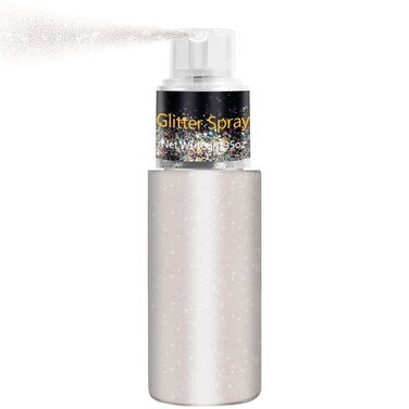 Hair and Body Glitter Spray, Holographic Glitter Highlighter Powder Spray, Unscented Hair Clothes Glitter Highlighter, Loose Glitter Spray Shimmer Powder Festival Rave Accessories, 10g (02 Peal White)