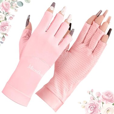 MelodySusie Premium UV Protection Gloves for Nails - UPF99+ Fingertip Protection, Ultra Cool Feeling Fabric, Anti UV Nail Art Gloves