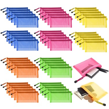 50 Pcs Mini Zipper Mesh Bags,A6 Mesh Makeup Bag,Nylon Mesh Cosmetic Bag,Small Travel Kit Storage Pouch for Cosmetic School Office Supplies and Travel Accessories