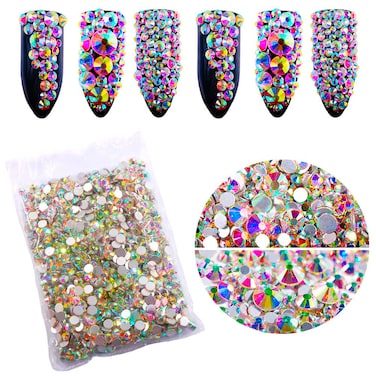 1440pcs Nail Art Flatback Rhinestones Crystals AB Charms Gemstones Glass Diamonds for Crafts Makeup Shoes and 3D DIY Decorations (SS6)