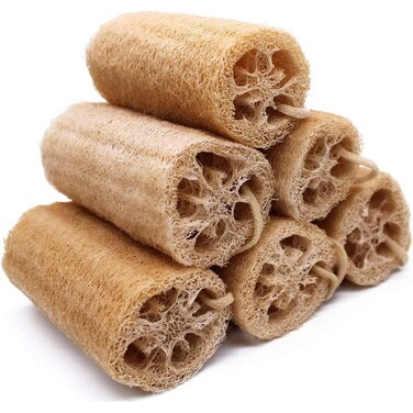 4" Natural Loofah Sponge, METLUCK 6 Pack Organic Loofah Exfoliating Body Scrubber Luffa Sponge Natural Loofah Bulk for Men Women in Bath Shower Deep Clean