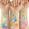 Temporary Tattoos Mermaid for Kids, 80+ Metallic Foil Style Bronzing Fake Tattoos, 4 Sheets Glitter Tattoos, Birthday Party Supplies, Easter Present, Ocean Animal Tattoos Stickers for Boy and Girls