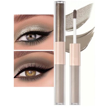 Silver Liquid Eyeshadow Matte Double Ended Glitter Eyeshadow Sticks For Eyes Metallic Eyeshadow Pencil Primer Base Quick Drying Waterproof Long Lasting Highlight Stick Shadow Pen Eye Makeup (#2)
