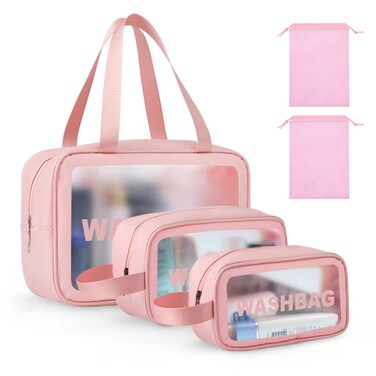 Clear Toiletry Bag Set for Women Men, Translucent Waterproof Travel Makeup Bag with Handle, Large Capacity Sturdy &amp; Leak Resistant Cosmetic Bag Pouch for Traveling,Accessories&hellip;