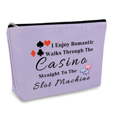 Funny Gambler Gift Gambling Makeup Bag Casino Lover Gift Poker Chips Cosmetic Bag Lucky Casino Bag Gift For Women Gambling Gift Christmas Birthday Gift for Gambler Friends Casino Gambling Zipper Pouch