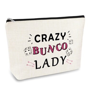 Bunco Gift Gambling Lover Makeup Bag Bunco Night Queen Gifts for Women Game Gambling Lucky Accessory Pouch Cosmetic Bag Christmas Birthday Present for Gambler Travel Zipper Make Up Toiletries Pouch
