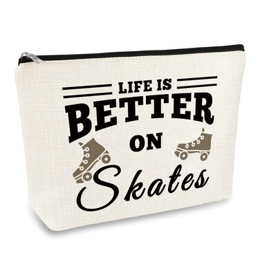 Roller Skater Gift Skates Makeup Bag Roller Skating Lover Gift for Girls Women Cosmetic Bag Skate Lover Gift Skating Team Gift Best Friend Daughter Birthday Christmas Gift Figure Skating Gift