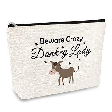 Funny Donkey Lover Gift Cosmetic Bag Donkey Gift Donkey Lady Makeup Bags Donkey Themed Gift Animal Lover Gifts Christmas Birthday Gift for Donkey Lover Daughter Best Friend Sister Travel Toiletry Bag
