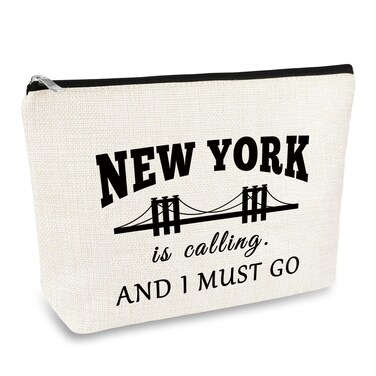New York Travel Gift Makeup Bag NYC Gift for Girls Women Souvenir Zipper Cosmetic Bag New York City Themed Vacation Present Girls Trip Weekend Present Travel Toiletries Pouch
