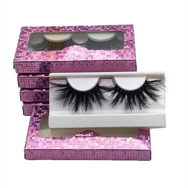 Wholesale 25mm Mink Lashes MIKIWI E02-5, Real Mink EyeLashes, Thick HandMade Full Strip Lashes, Crueltyl Free Fluffy Lash, Dramatic 3D Mink Lashes Bulk Pack-5