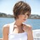 MIMAN Short Hair Wigs with Bangs Brown Mixed Blonde Pixie Cut Wig Short Haircut for Women Natural Looking Synthetic Wigs for Halloween Costumes Daily Party Use