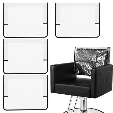 4 Pcs Salon Chair Covers, Clear Plastic Protectors for Standard Chairs, Prevents Damage to Salon Spa Chairs, Black